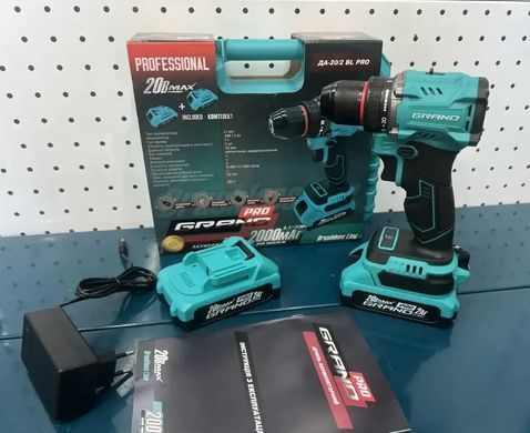 Шуруповёрт аккумуляторный Grand ДА-20/2 BL PRO BRUSHLESS (бесщеточный, 20В, 2 аккумулятора, зарядное устройство, кейс) GRDA20/2BL фото