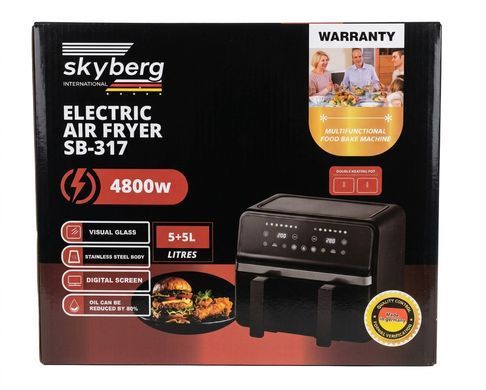 Купити Аерофритюрниця (аерогриль) Skyberg &mdash; 2 чаші по 5 л, сенсорне керування, антипригарне покриття (SB-317)  в інтернет-магазині &laquo;Дачник&raquo; &mdash; dachnik.in.ua