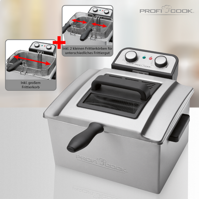 Професійна подвійна фритюрниця ProfiCook PC-FR 1038 (5л, 3000Вт, Німеччина) FR 1038 фото