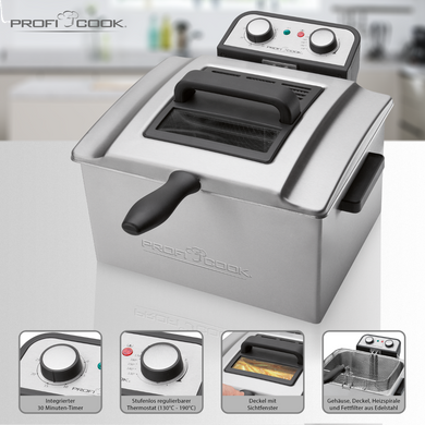 Професійна подвійна фритюрниця ProfiCook PC-FR 1038 (5л, 3000Вт, Німеччина) FR 1038 фото