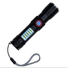 Фонарь SY-1903C-P50+SMD+RGB Alarm, ЗУ USB, zoom, встроенный аккумулятор, ремешок на руку