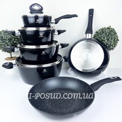 Набор посуды с мраморным покрытием ZBP-7154 black