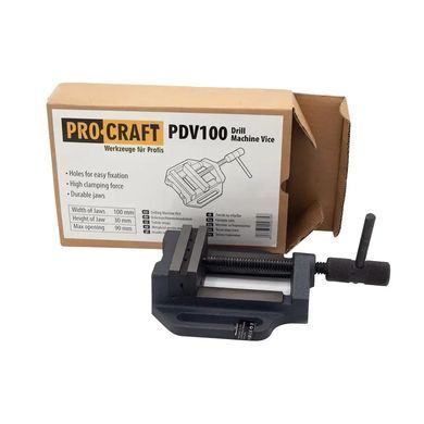 Тиски станочные Procraft PDV100 &mdash; ширина захвата 100 мм, раскрытие 90 мм, стальные усиленные 1002 фото