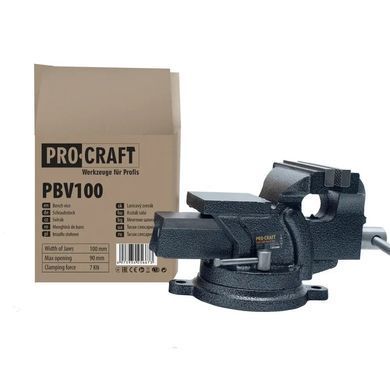 Тиски слесарные Procraft PBV100 - ширина 100 мм, усилия 7 кН, раскрытия 90 мм, усиленная конструкция 1003 фото