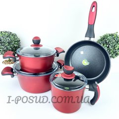 Набор посуды 7 предметов Casa Royal Elite Titanium T-UKR2030 Red