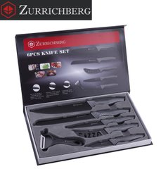 Набор ножей 5+1 предметов из Нержавеющей стали BLACK COLOR CARBON Zurrichberg ZBP-7401B