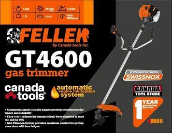 Бензиновый триммер Feller GT4600 43 см3 - победитовый диск 40Т, диск 3 лопасти, катушка, ремень, гарантия 12 мес 404600 фото
