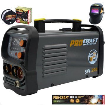 Набір зварювальний Procraft SPI290 напівавтомат + дріт + електроди + маска SetSPI фото
