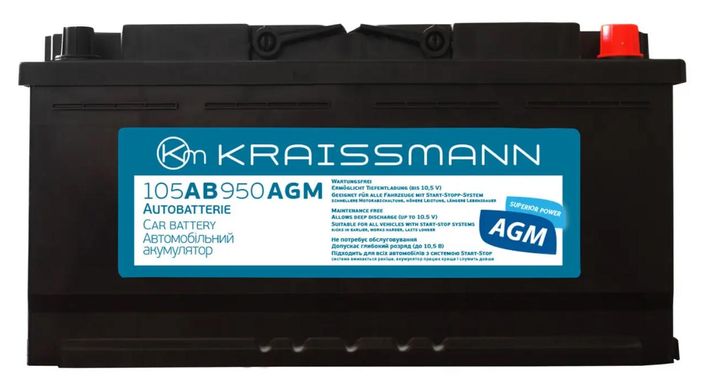 Акумулятор автомобільний KRAISSMANN 105 AB 950 AGM
