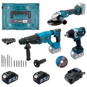 Акумуляторний набір інструментів PROFI-TEC Combo Set 3/5 POWERLine 20 В, 3 інструменти, 2&times;4.0 А&middot;год, кейс 5934 фото