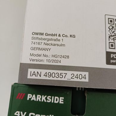 Акумуляторна викрутка Parkside PARS 4 A1 (4 В, 1,5 Ач, 3 Нм) PARS 4 A1 фото