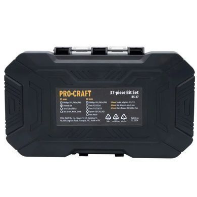 Набір біт Procraft BS37 &mdash; 37 шт., сталь S2, PH/PZ/Torx/Hex, з тримачем і адаптерами 37 фото
