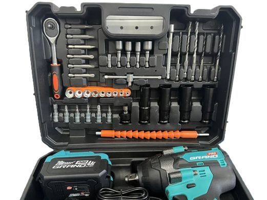 Аккумуляторный гайковерт Grand АГ-800UBL BRUSHLESS (2 АКБ-4Ah, кейс , набор насадок) GRAG800UBL фото