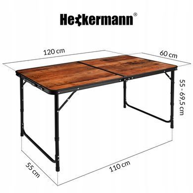 Складной туристический стол со стульями Heckermann 120&times;60 (алюминий, МДФ) 4706 фото