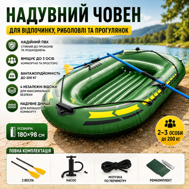Купить Надувная лодка двухместная JR-2200, 180&times;98 см, насос, весла  в интернет-магазине Дачник &mdash; dachnik.in.ua