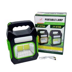 Портативний ліхтар лампа мультифункціональний JY-978B акумуляторний із сонячною панеллю + Power Bank. Колір зелений