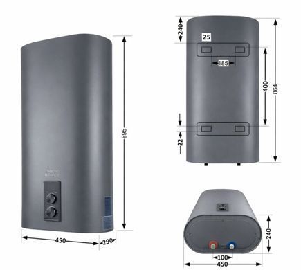 Купити Бойлери електричні Thermo Alliance Grey 50л. "Мідний" ТЕН, Плоский дизайн, 2 анода, LED дисплей Thermo Allians в інтернет-магазині &laquo;Дачник&raquo; &mdash; dachnik.in.ua
