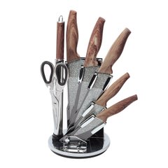 Набор кухонных ножей и ножницы на акриловой подставке 8 предметов (5 ножей+ножницы+точилка+подставка) Kamille KM-5139