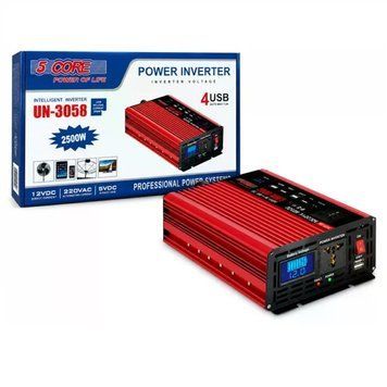 Купити Інвертор 5 CORE UN-3058 2500W 12V &bull; Перетворювач напруги 5 CORE UN-3058 12V-220V 1100 Вт з USB та модифікованою синусоїдою SEONTV в інтернет-магазині &laquo;Дачник&raquo; &mdash; dachnik.in.ua