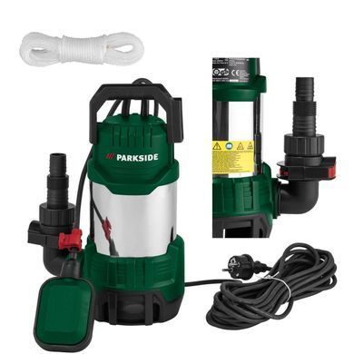 Дренажный насос для грязной воды Parkside PETPS 1100 A1 (1100 Вт, 20000 л/ч, напор 9 м, нержавеющая сталь) PETPS 1100 A1 фото