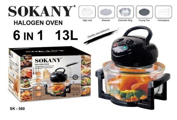 Галогенна аерофритюрниця (мультипіч-духовка) 6в1 SOKANY SK-560 (13 л, 1400 Вт, до 250&deg;C) M16506 фото