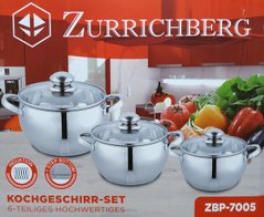 Набор посуды из нержавеющей стали Zurrichberg 6 предметов ZBP-7005