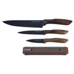 Набор кухонных ножей 4 предмета (3 ножа+магнитная полоса) Kamille KM-5167
