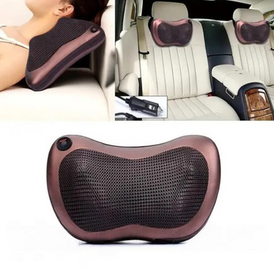 Масажна подушка MASSAGE PILLOW 8 масажних ролика інфрачервоний роликовий масажер для шиї та спини 8028 фото