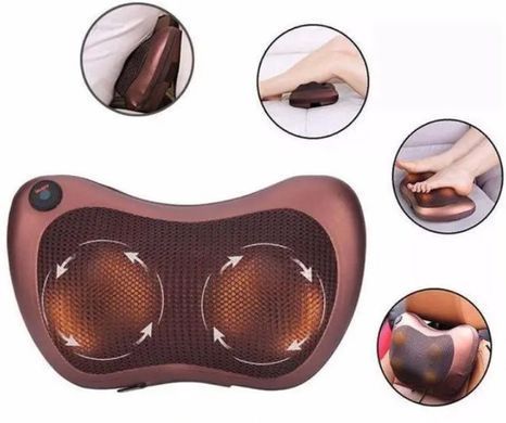 Масажна подушка MASSAGE PILLOW 8 масажних ролика інфрачервоний роликовий масажер для шиї та спини 8028 фото