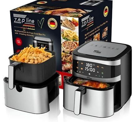 Аерофритюрниця (аерогриль) Zepline Food Max PRO (12 л, 2 ТЕНа, знімна чаша) Силіконова форма в подарунок! ZP216 фото