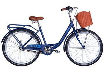Велосипед ST 26" Dorozhnik LUX PH рама-17" синій з блакитним (матовий) 2024 крила, крило пер., крило зад., підніжка, дзвоник, корзина OPS-D-26-249 фото