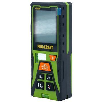 Лазерний далекомір Procraft PLDM120 | 120 м | зелений лазер &plusmn;2 мм | підсвітка | пам'ять | IP20 | чохол 000120 фото