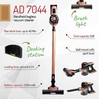Вертикальний акумуляторний, бездротовий пилосос Adler AD 7044 (2200 mAh, Польща) AD 7044 фото