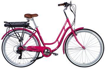 Велосипед з електроприводом 28" ST Dorozhnik RETRO DD FR рама-19" 36B 12.5А*г 250Вт рожевий YS 7452 2025 ELB-D-28-090 фото