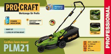 Аккумуляторная газонокосилка Procraft PLM20 без АКБ 40В (2x20В) 37 см 32024 фото