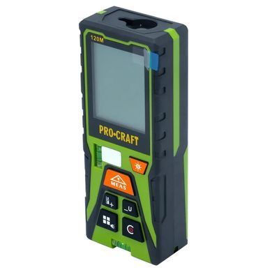 Лазерный дальномер Procraft PLDM120 | 120 м | зелёный лазер | точность &plusmn;2 мм | подсветка | память | IP20 | чехол 120 фото