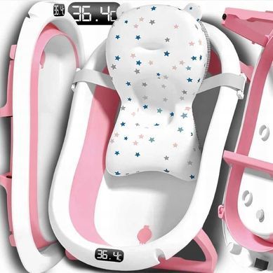 Детская ванночка складная с подушкой и встроеным термометром Kanzaa Pink 4870 фото
