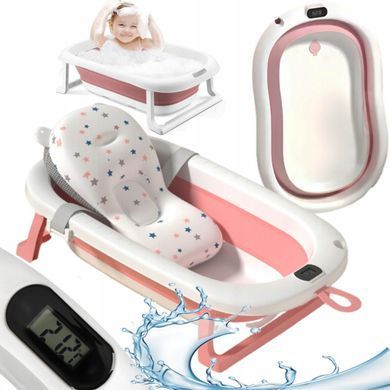 Детская ванночка складная с подушкой и встроеным термометром Kanzaa Pink 4870 фото