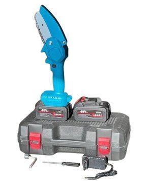 Аккумуляторная мини цепная пила Mini Electric Chainsaw 4&Prime; 48V (для обрезки деревьев, 2 аккумулятора, в кейсе) MIN44 фото