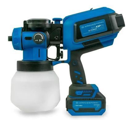 Краскораспылитель KRAISSMANN 503 ASP 20 MP (1,8/2,5/3,0 мм латунные сопла, профессиональная LED-подсветка, 1 АКБ-2Ач, и ЗУ) KRAISSMANN 503 ASP 20 MP 1_2а фото